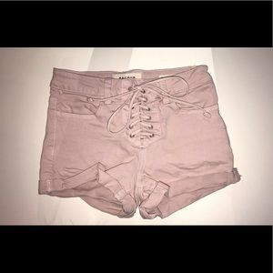 Baby pink pacsun high waisted shorts with tie up